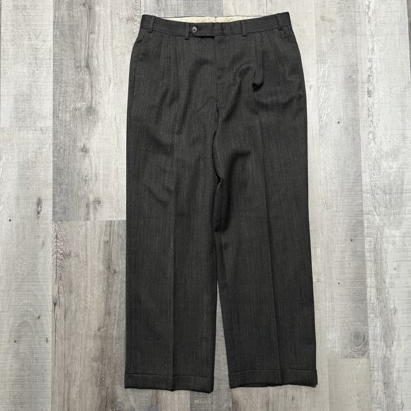 VTG 70s/80s Menswear Pants Wool Blend Grey Salt And Pepper Style Trouser Slacks - Picture 1 of 6